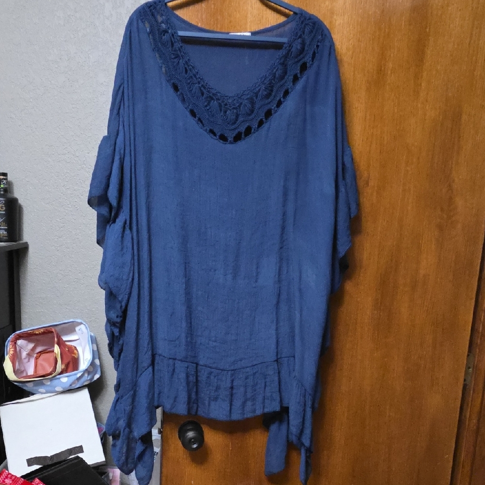 Chic Navy Blue Women's Tunic Top
